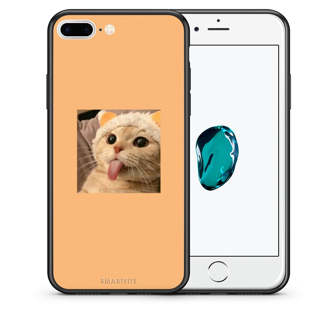 Θήκη iPhone 7 Plus/8 Plus Cat Tongue από τη Smartfits με σχέδιο στο πίσω μέρος και μαύρο περίβλημα | iPhone 7 Plus/8 Plus Cat Tongue case with colorful back and black bezels