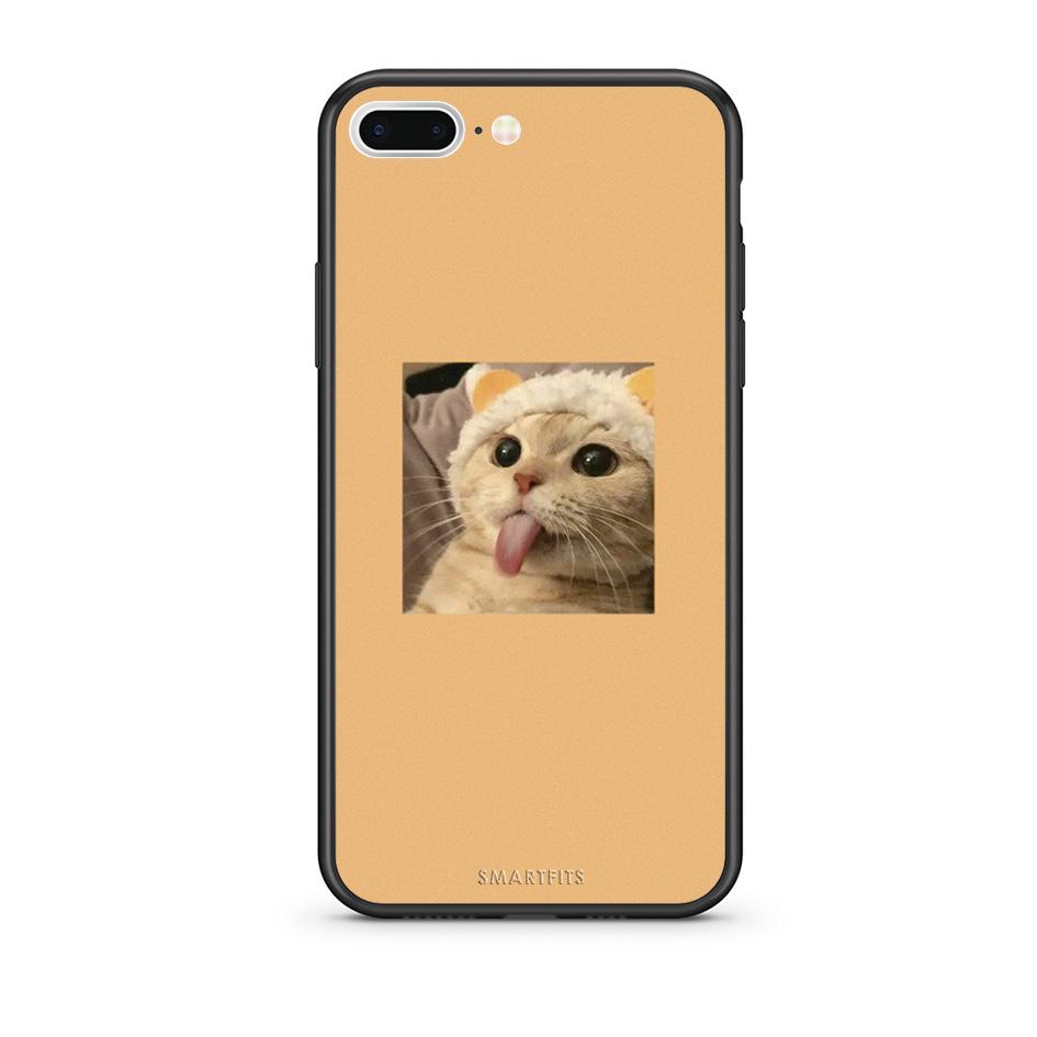 iPhone 7 Plus/8 Plus Cat Tongue θήκη από τη Smartfits με σχέδιο στο πίσω μέρος και μαύρο περίβλημα | Smartphone case with colorful back and black bezels by Smartfits