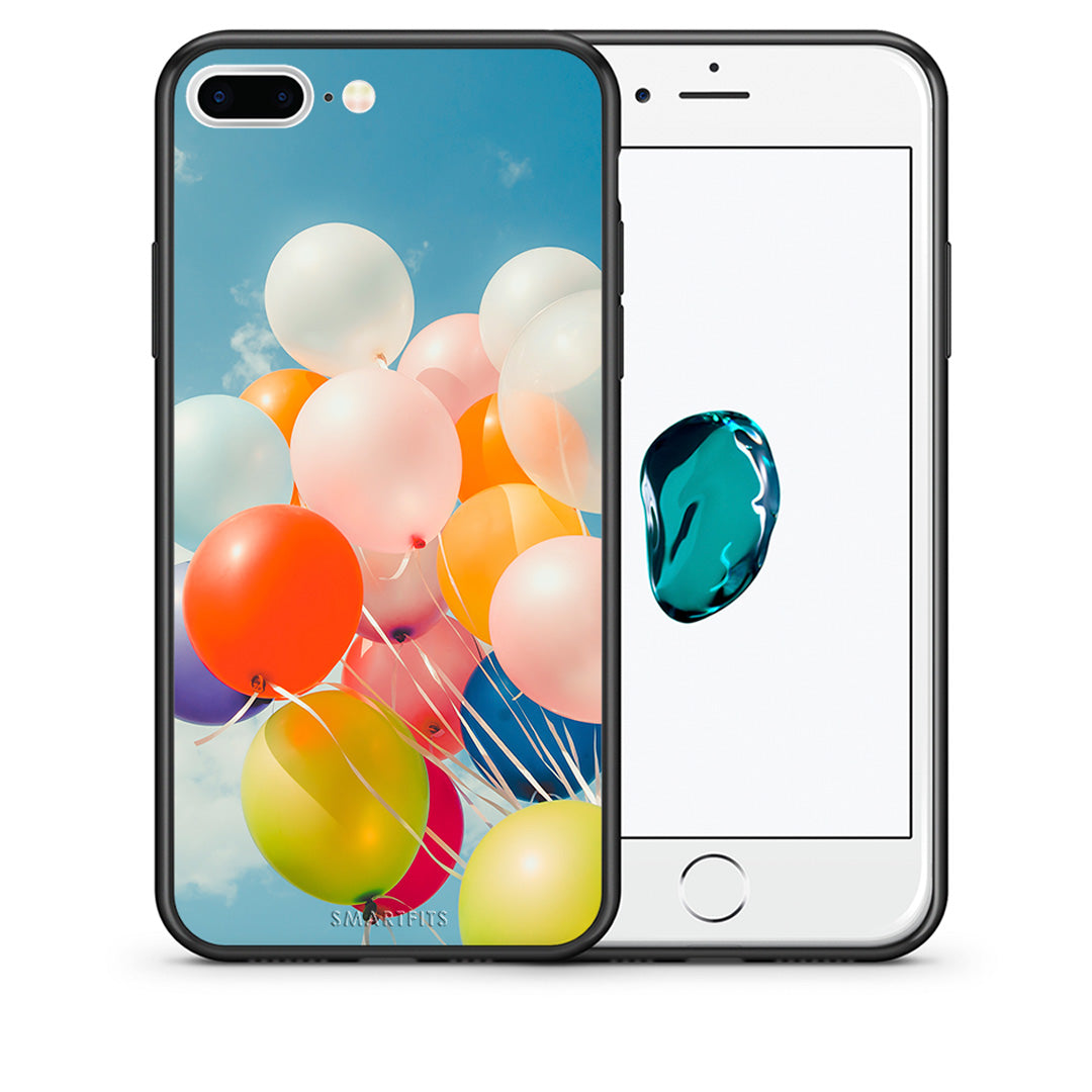 Θήκη iPhone 7 Plus/8 Plus Colorful Balloons από τη Smartfits με σχέδιο στο πίσω μέρος και μαύρο περίβλημα | iPhone 7 Plus/8 Plus Colorful Balloons case with colorful back and black bezels