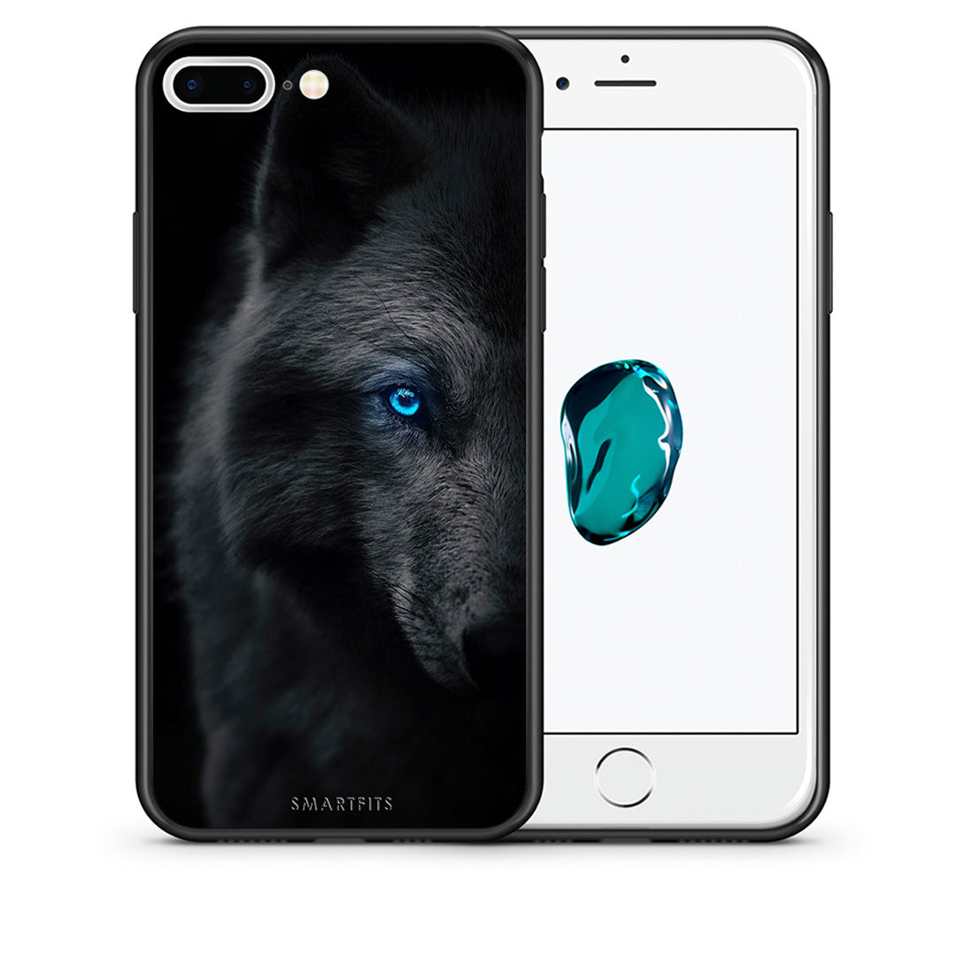 Θήκη iPhone 7 Plus/8 Plus Dark Wolf από τη Smartfits με σχέδιο στο πίσω μέρος και μαύρο περίβλημα | iPhone 7 Plus/8 Plus Dark Wolf case with colorful back and black bezels