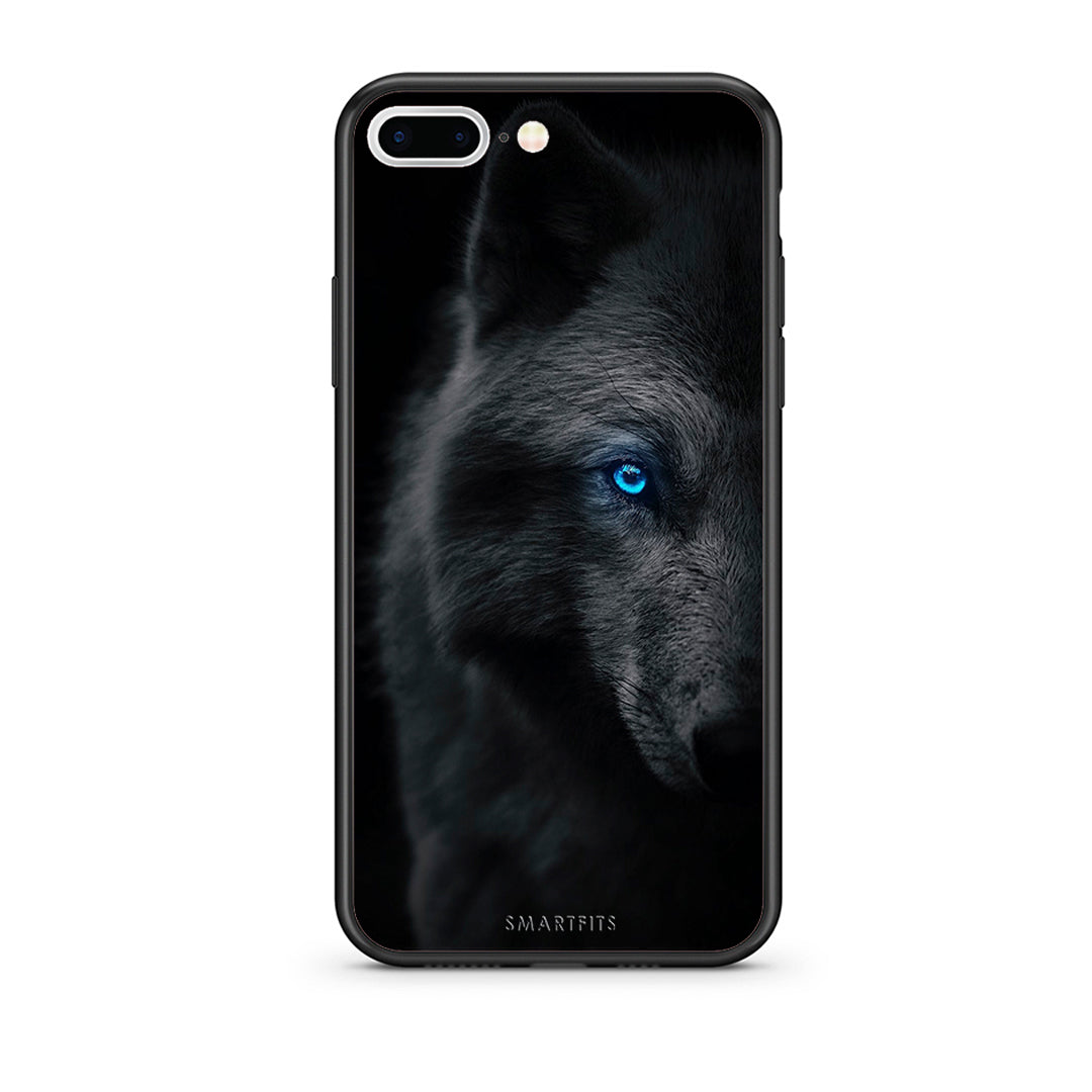 iPhone 7 Plus/8 Plus Dark Wolf θήκη από τη Smartfits με σχέδιο στο πίσω μέρος και μαύρο περίβλημα | Smartphone case with colorful back and black bezels by Smartfits