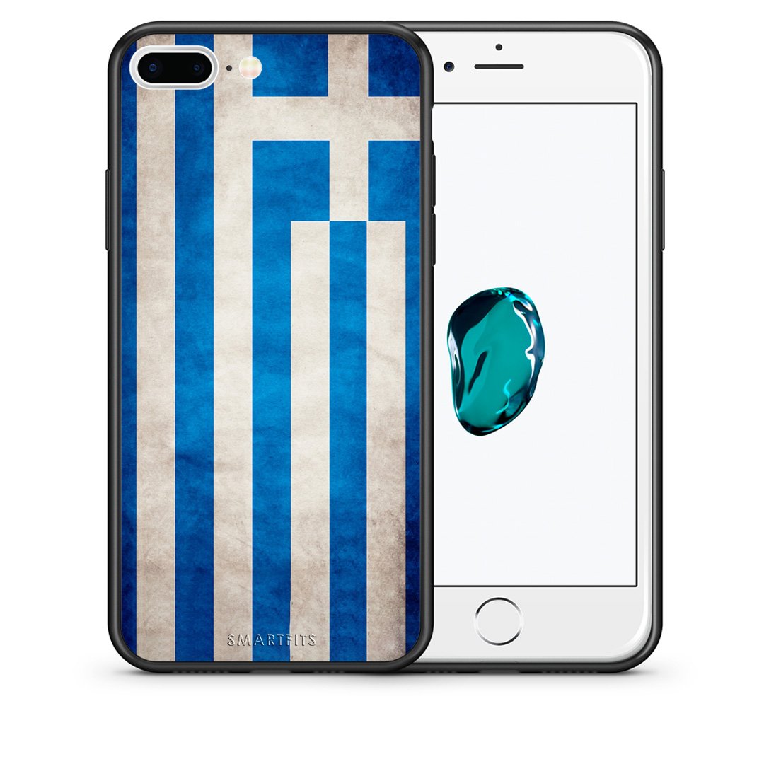 Θήκη iPhone 7 Plus/8 Plus Greek Flag από τη Smartfits με σχέδιο στο πίσω μέρος και μαύρο περίβλημα | iPhone 7 Plus/8 Plus Greek Flag case with colorful back and black bezels