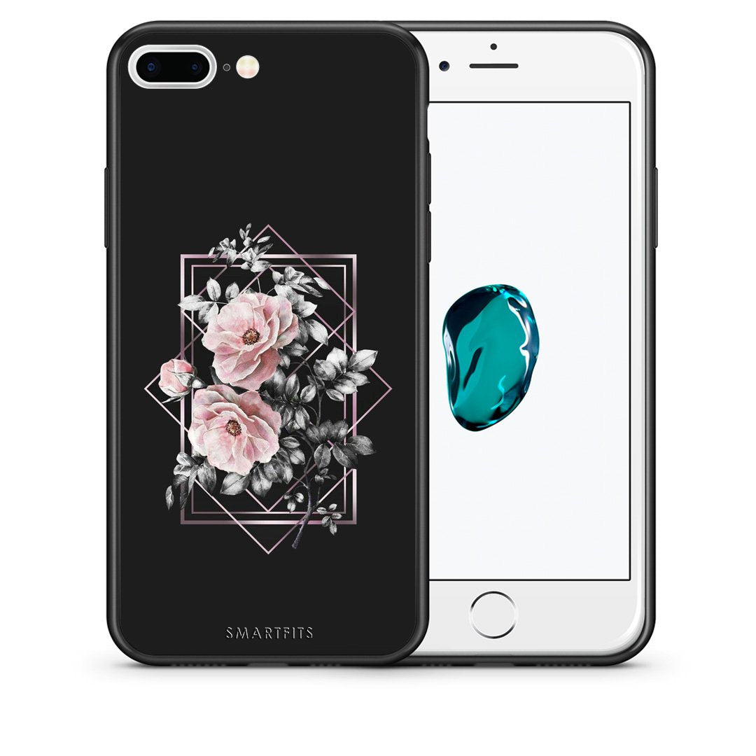 Θήκη iPhone 7 Plus/8 Plus Frame Flower από τη Smartfits με σχέδιο στο πίσω μέρος και μαύρο περίβλημα | iPhone 7 Plus/8 Plus Frame Flower case with colorful back and black bezels