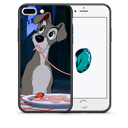 Θήκη Αγίου Βαλεντίνου iPhone 7 Plus / 8 Plus Lady And Tramp 1 από τη Smartfits με σχέδιο στο πίσω μέρος και μαύρο περίβλημα | iPhone 7 Plus / 8 Plus Lady And Tramp 1 case with colorful back and black bezels