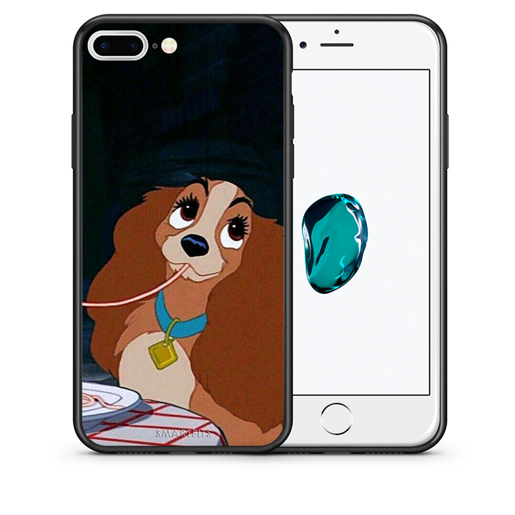 Θήκη Αγίου Βαλεντίνου iPhone 7 Plus / 8 Plus Lady And Tramp 2 από τη Smartfits με σχέδιο στο πίσω μέρος και μαύρο περίβλημα | iPhone 7 Plus / 8 Plus Lady And Tramp 2 case with colorful back and black bezels