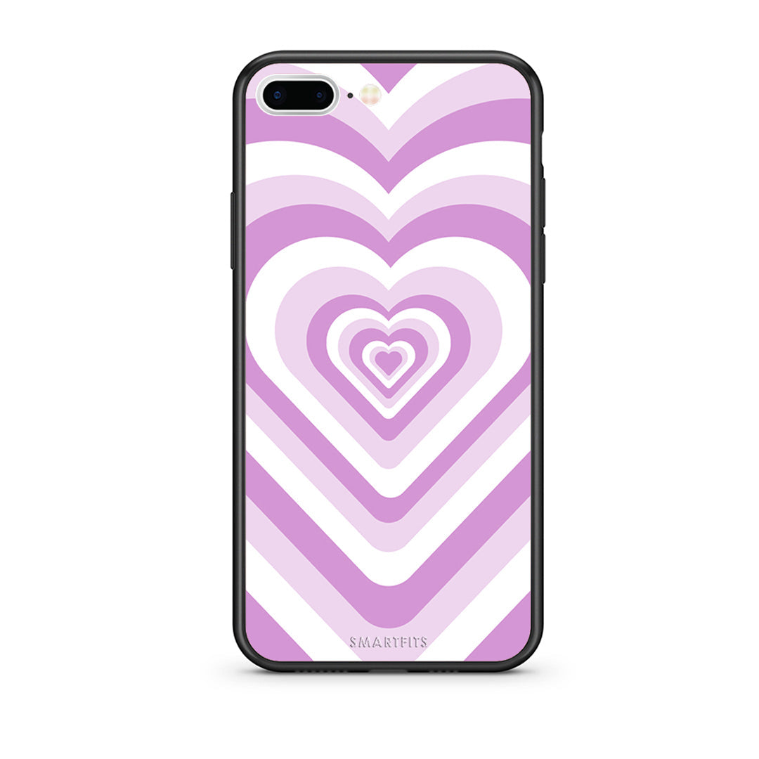 iPhone 7 Plus/8 Plus Lilac Hearts θήκη από τη Smartfits με σχέδιο στο πίσω μέρος και μαύρο περίβλημα | Smartphone case with colorful back and black bezels by Smartfits