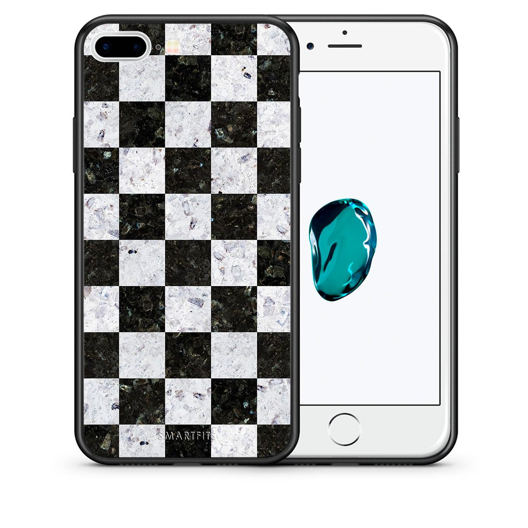 Θήκη iPhone 7 Plus/8 Plus Square Geometric Marble από τη Smartfits με σχέδιο στο πίσω μέρος και μαύρο περίβλημα | iPhone 7 Plus/8 Plus Square Geometric Marble case with colorful back and black bezels