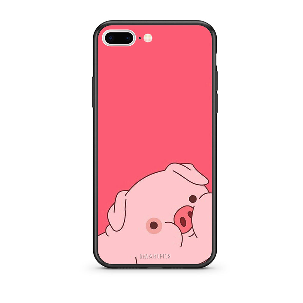 iPhone 7 Plus / 8 Plus Pig Love 1 Θήκη Αγίου Βαλεντίνου από τη Smartfits με σχέδιο στο πίσω μέρος και μαύρο περίβλημα | Smartphone case with colorful back and black bezels by Smartfits