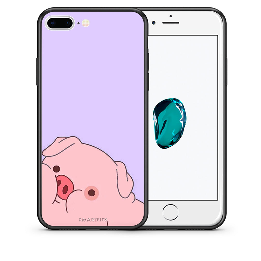 Θήκη Αγίου Βαλεντίνου iPhone 7 Plus / 8 Plus Pig Love 2 από τη Smartfits με σχέδιο στο πίσω μέρος και μαύρο περίβλημα | iPhone 7 Plus / 8 Plus Pig Love 2 case with colorful back and black bezels