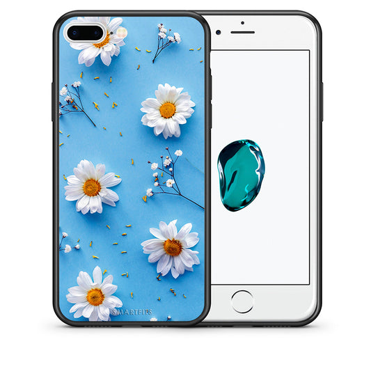 Θήκη iPhone 7 Plus/8 Plus Real Daisies από τη Smartfits με σχέδιο στο πίσω μέρος και μαύρο περίβλημα | iPhone 7 Plus/8 Plus Real Daisies case with colorful back and black bezels