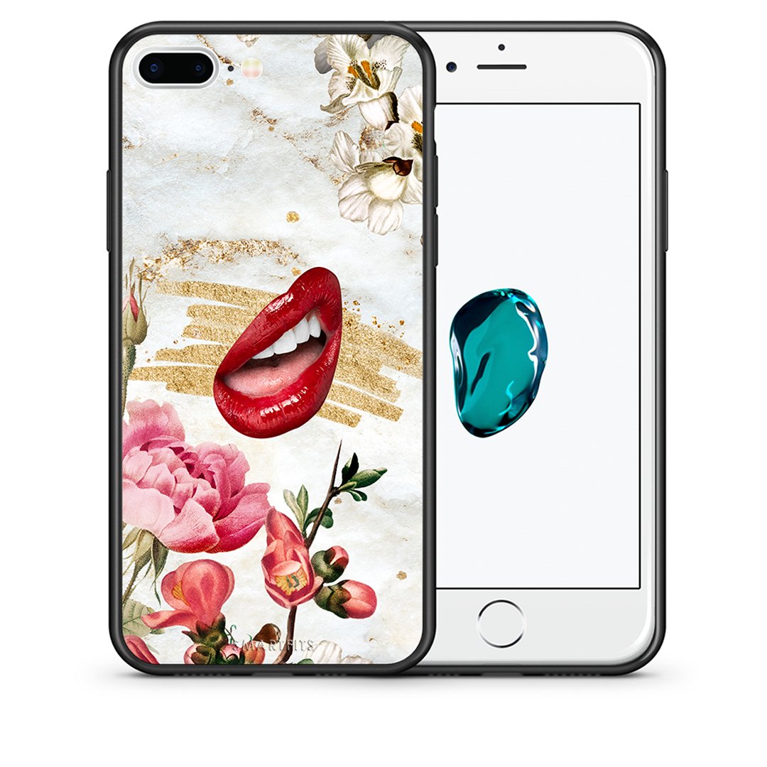 Θήκη iPhone 7 Plus/8 Plus Red Lips από τη Smartfits με σχέδιο στο πίσω μέρος και μαύρο περίβλημα | iPhone 7 Plus/8 Plus Red Lips case with colorful back and black bezels
