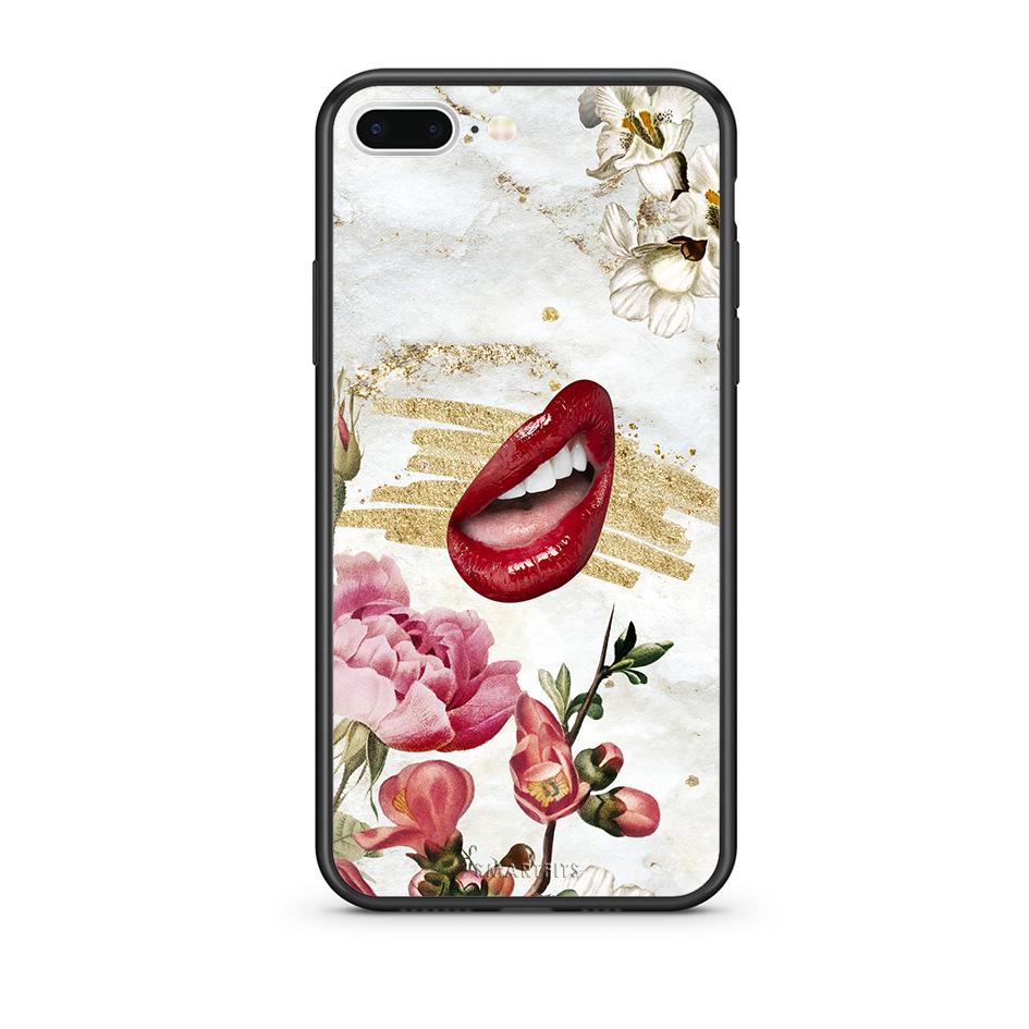 iPhone 7 Plus/8 Plus Red Lips θήκη από τη Smartfits με σχέδιο στο πίσω μέρος και μαύρο περίβλημα | Smartphone case with colorful back and black bezels by Smartfits