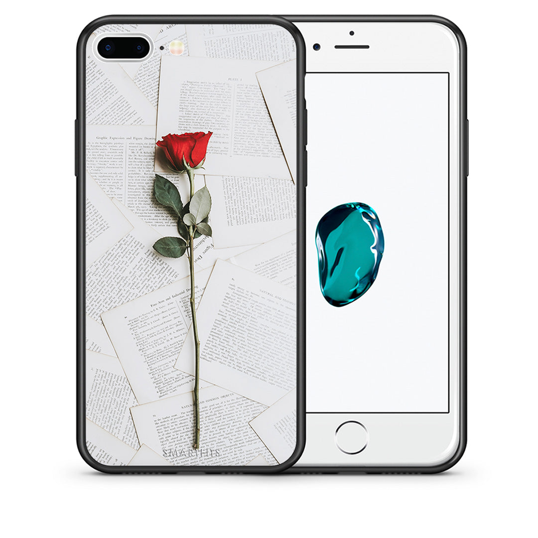Θήκη iPhone 7 Plus/8 Plus Red Rose από τη Smartfits με σχέδιο στο πίσω μέρος και μαύρο περίβλημα | iPhone 7 Plus/8 Plus Red Rose case with colorful back and black bezels