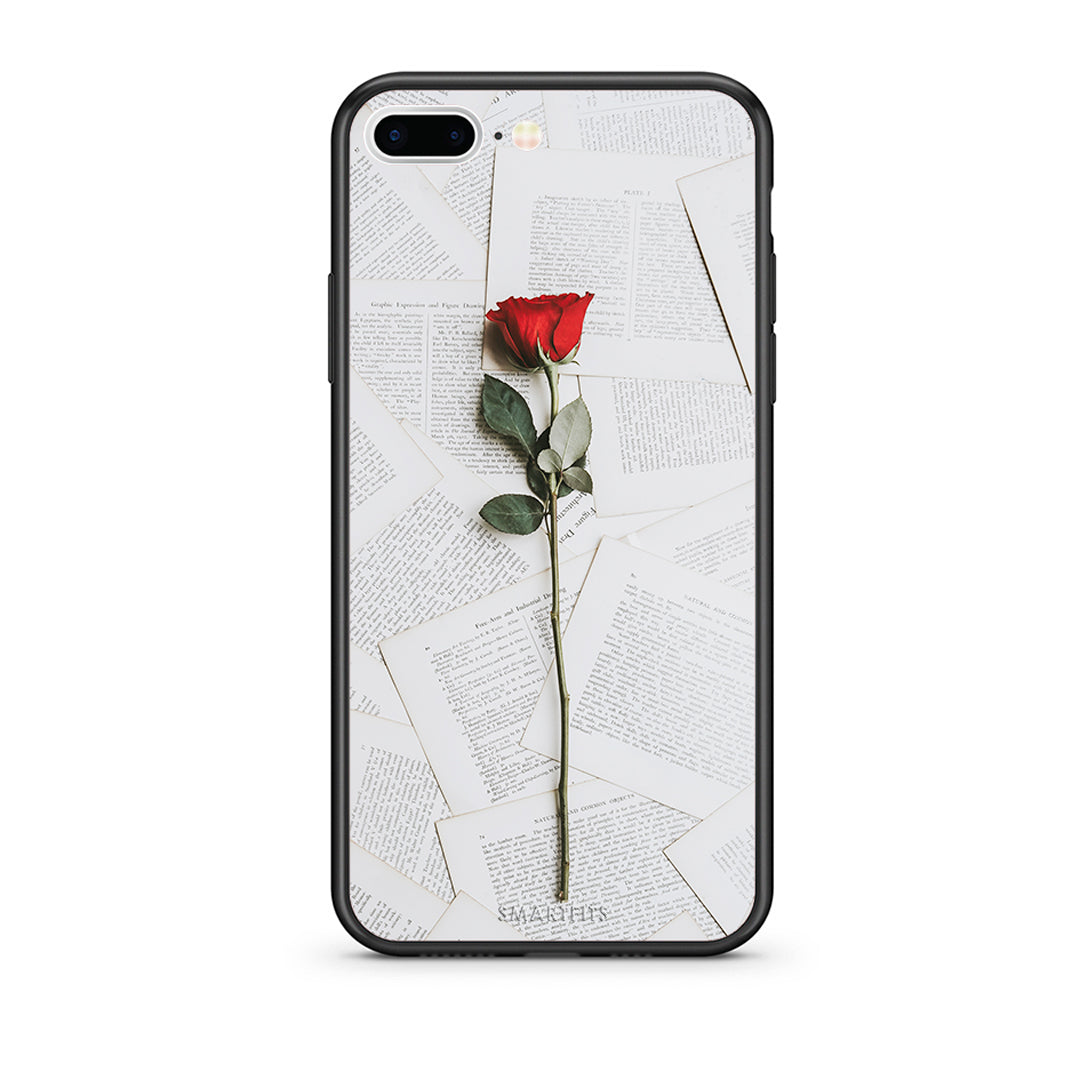 iPhone 7 Plus/8 Plus Red Rose θήκη από τη Smartfits με σχέδιο στο πίσω μέρος και μαύρο περίβλημα | Smartphone case with colorful back and black bezels by Smartfits