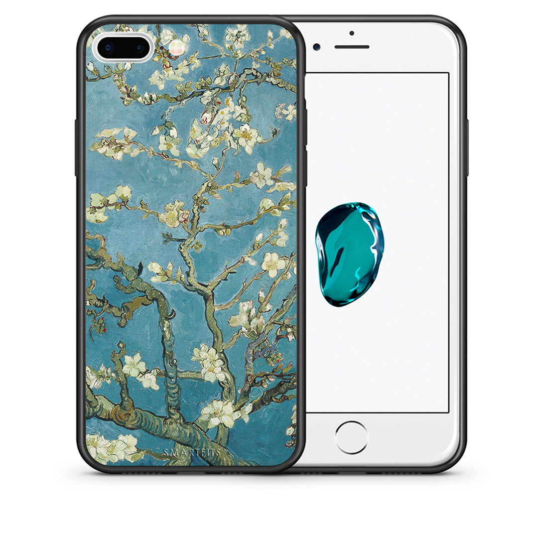Θήκη iPhone 7 Plus/8 Plus White Blossoms από τη Smartfits με σχέδιο στο πίσω μέρος και μαύρο περίβλημα | iPhone 7 Plus/8 Plus White Blossoms case with colorful back and black bezels