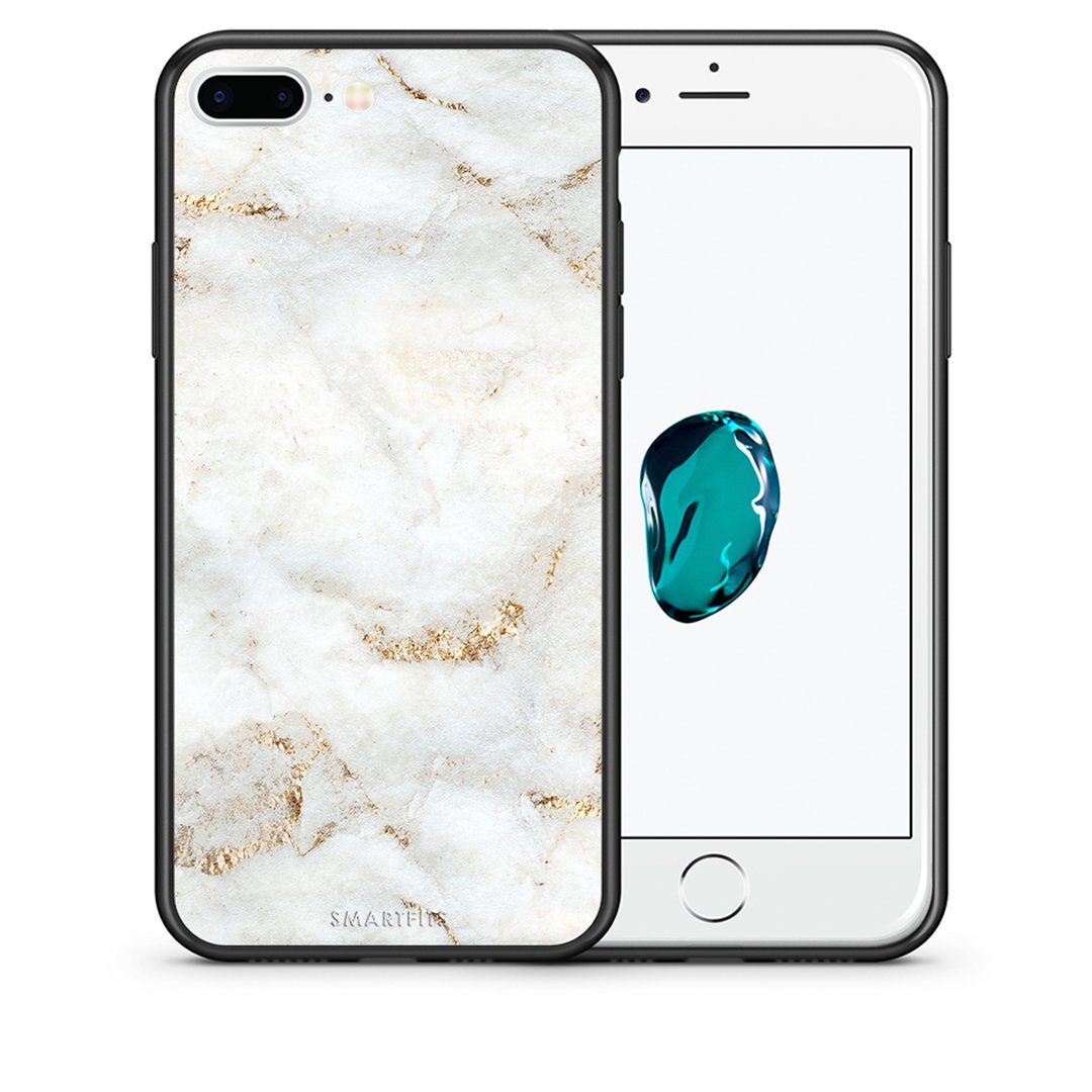 Θήκη iPhone 7 Plus/8 Plus White Gold Marble από τη Smartfits με σχέδιο στο πίσω μέρος και μαύρο περίβλημα | iPhone 7 Plus/8 Plus White Gold Marble case with colorful back and black bezels