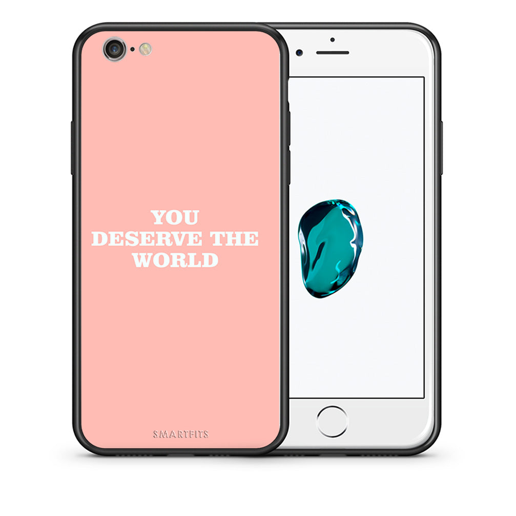 Θήκη Αγίου Βαλεντίνου iPhone 7 / 8 / SE 2020 You Deserve The World από τη Smartfits με σχέδιο στο πίσω μέρος και μαύρο περίβλημα | iPhone 7 / 8 / SE 2020 You Deserve The World case with colorful back and black bezels