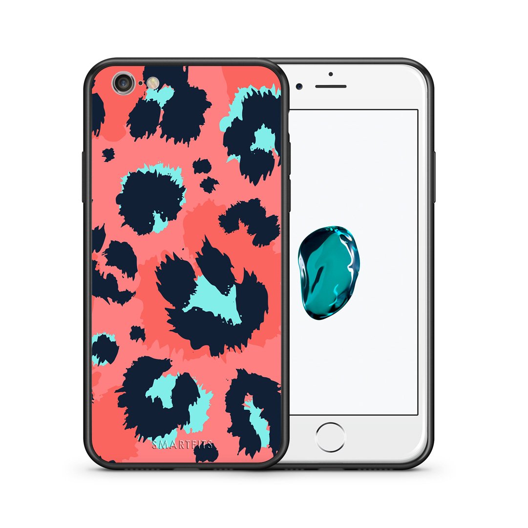 Θήκη iPhone 6/6s Pink Leopard Animal από τη Smartfits με σχέδιο στο πίσω μέρος και μαύρο περίβλημα | iPhone 6/6s Pink Leopard Animal case with colorful back and black bezels