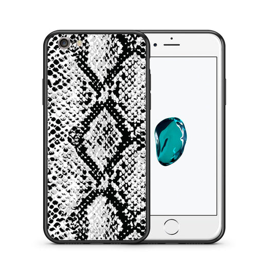 Θήκη iPhone 6/6s White Snake Animal από τη Smartfits με σχέδιο στο πίσω μέρος και μαύρο περίβλημα | iPhone 6/6s White Snake Animal case with colorful back and black bezels
