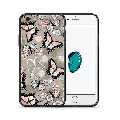 Θήκη iPhone 6/6s Butterflies Boho από τη Smartfits με σχέδιο στο πίσω μέρος και μαύρο περίβλημα | iPhone 6/6s Butterflies Boho case with colorful back and black bezels