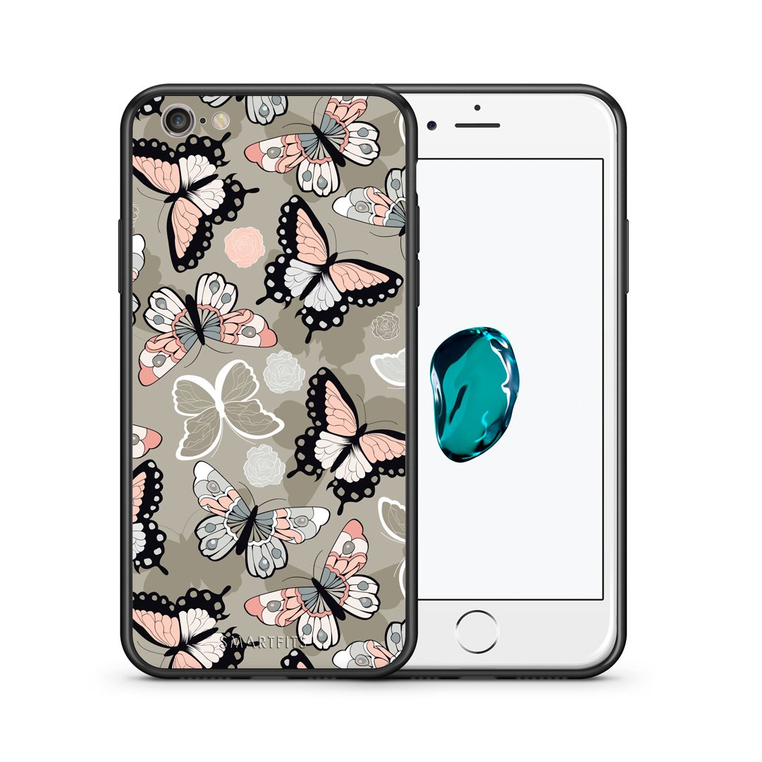 Θήκη iPhone 6 Plus/6s Plus Butterflies Boho από τη Smartfits με σχέδιο στο πίσω μέρος και μαύρο περίβλημα | iPhone 6 Plus/6s Plus Butterflies Boho case with colorful back and black bezels
