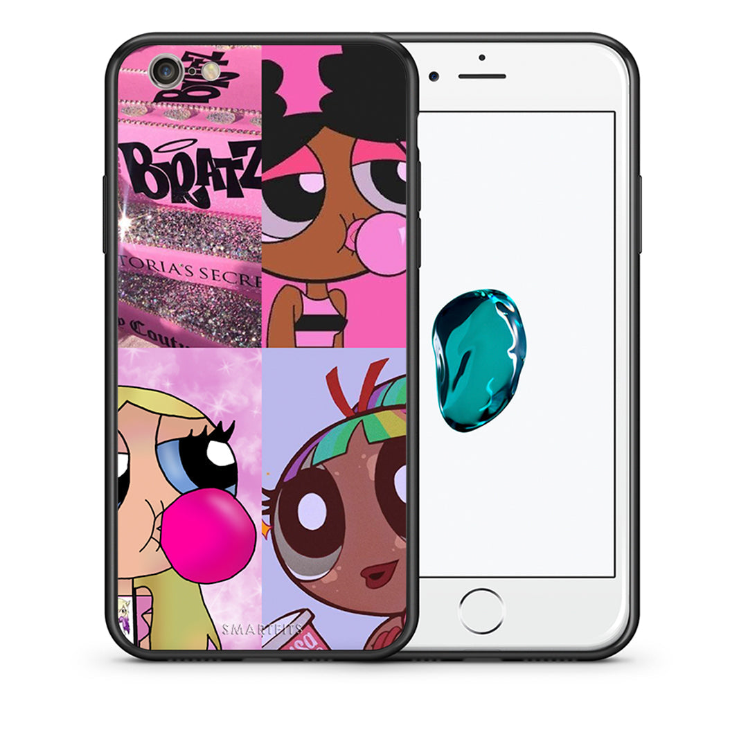 Θήκη Αγίου Βαλεντίνου iPhone 7 / 8 / SE 2020 Bubble Girls από τη Smartfits με σχέδιο στο πίσω μέρος και μαύρο περίβλημα | iPhone 7 / 8 / SE 2020 Bubble Girls case with colorful back and black bezels
