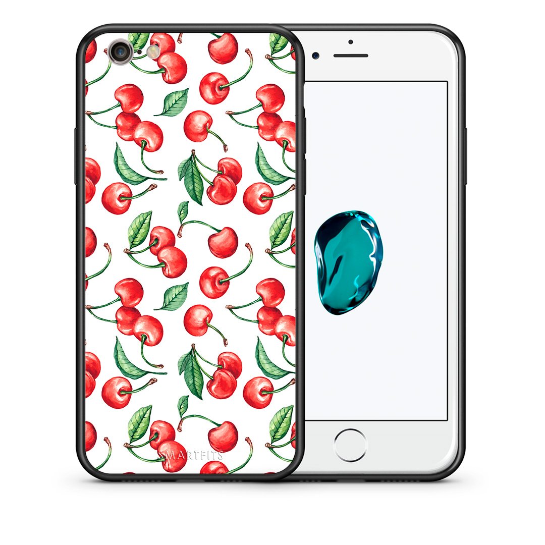 Θήκη iPhone 7/8/SE 2020 Cherry Summer από τη Smartfits με σχέδιο στο πίσω μέρος και μαύρο περίβλημα | iPhone 7/8/SE 2020 Cherry Summer case with colorful back and black bezels