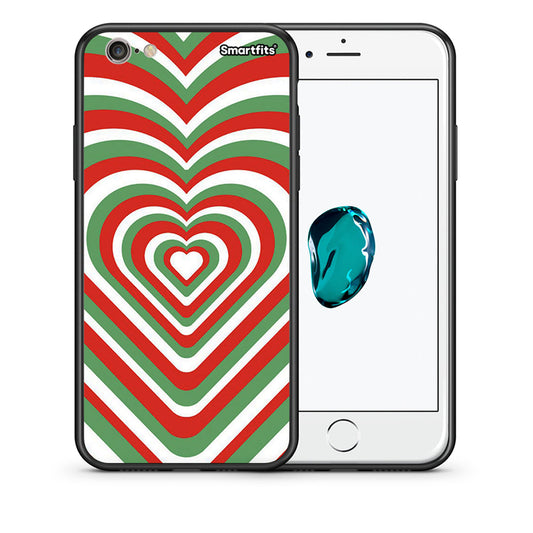 Θήκη iPhone 6/6s Christmas Hearts από τη Smartfits με σχέδιο στο πίσω μέρος και μαύρο περίβλημα | iPhone 6/6s Christmas Hearts case with colorful back and black bezels