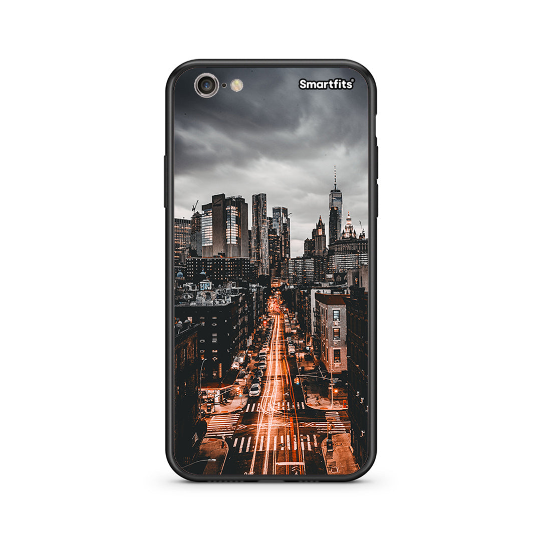 iphone 6 6s City Lights θήκη από τη Smartfits με σχέδιο στο πίσω μέρος και μαύρο περίβλημα | Smartphone case with colorful back and black bezels by Smartfits