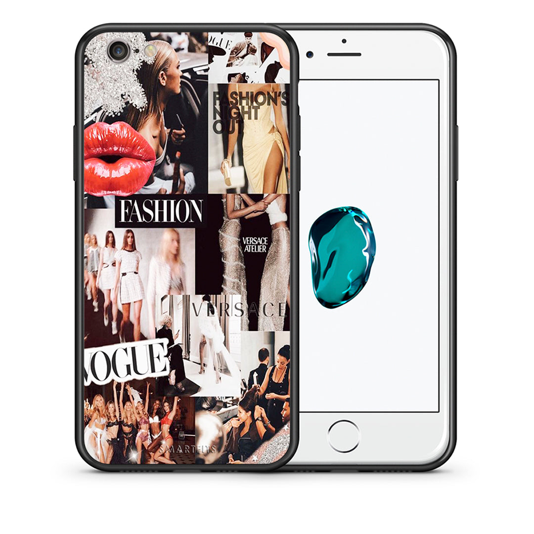 Θήκη Αγίου Βαλεντίνου iPhone 6 Plus / 6s Plus Collage Fashion από τη Smartfits με σχέδιο στο πίσω μέρος και μαύρο περίβλημα | iPhone 6 Plus / 6s Plus Collage Fashion case with colorful back and black bezels