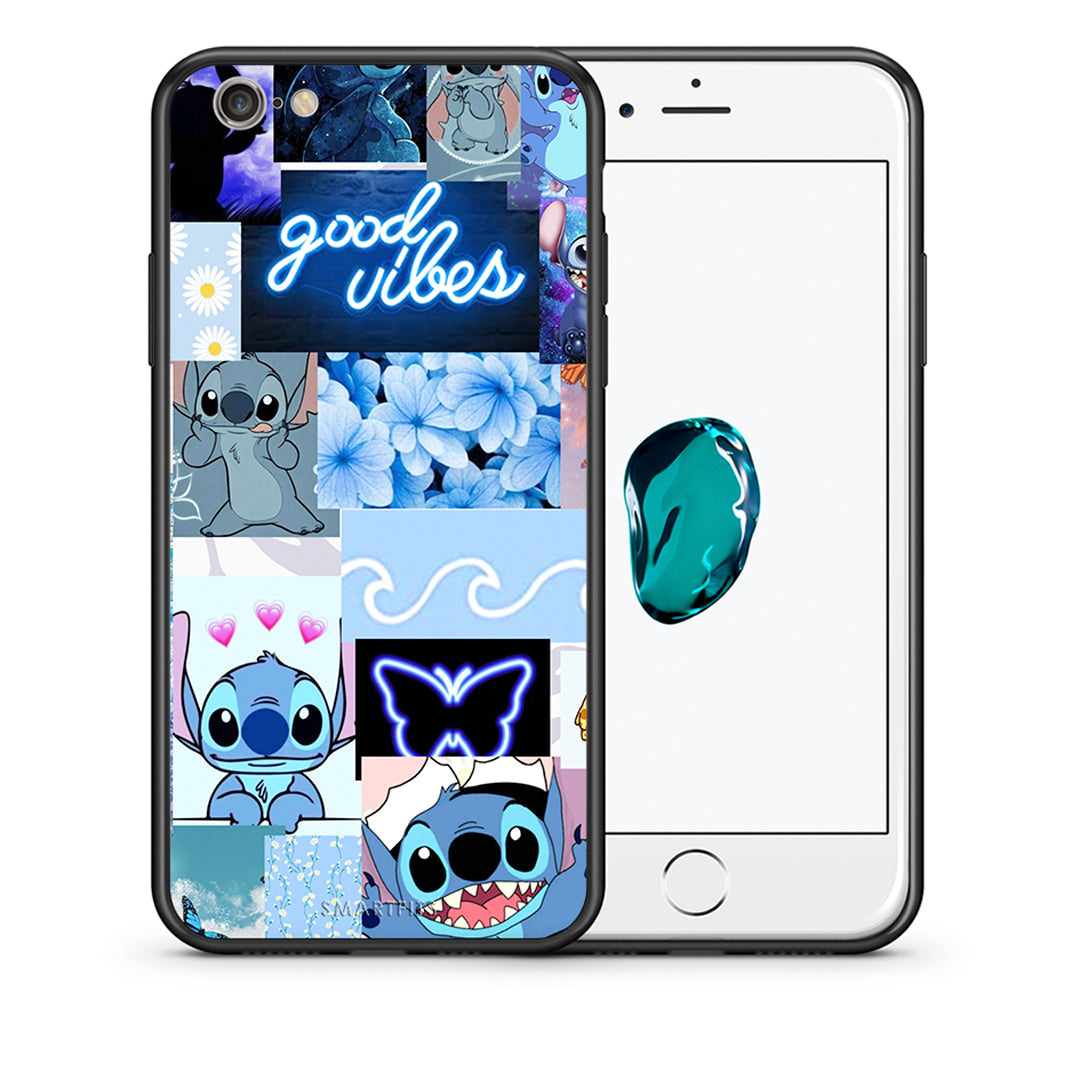 Θήκη Αγίου Βαλεντίνου iPhone 6 Plus / 6s Plus Collage Good Vibes από τη Smartfits με σχέδιο στο πίσω μέρος και μαύρο περίβλημα | iPhone 6 Plus / 6s Plus Collage Good Vibes case with colorful back and black bezels