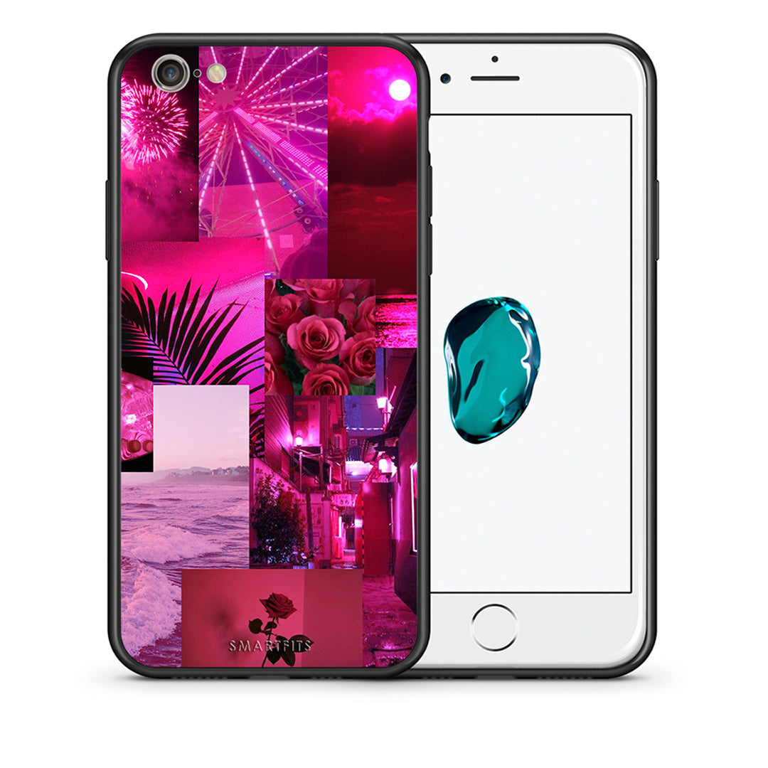 Θήκη Αγίου Βαλεντίνου iPhone 6 / 6s Collage Red Roses από τη Smartfits με σχέδιο στο πίσω μέρος και μαύρο περίβλημα | iPhone 6 / 6s Collage Red Roses case with colorful back and black bezels