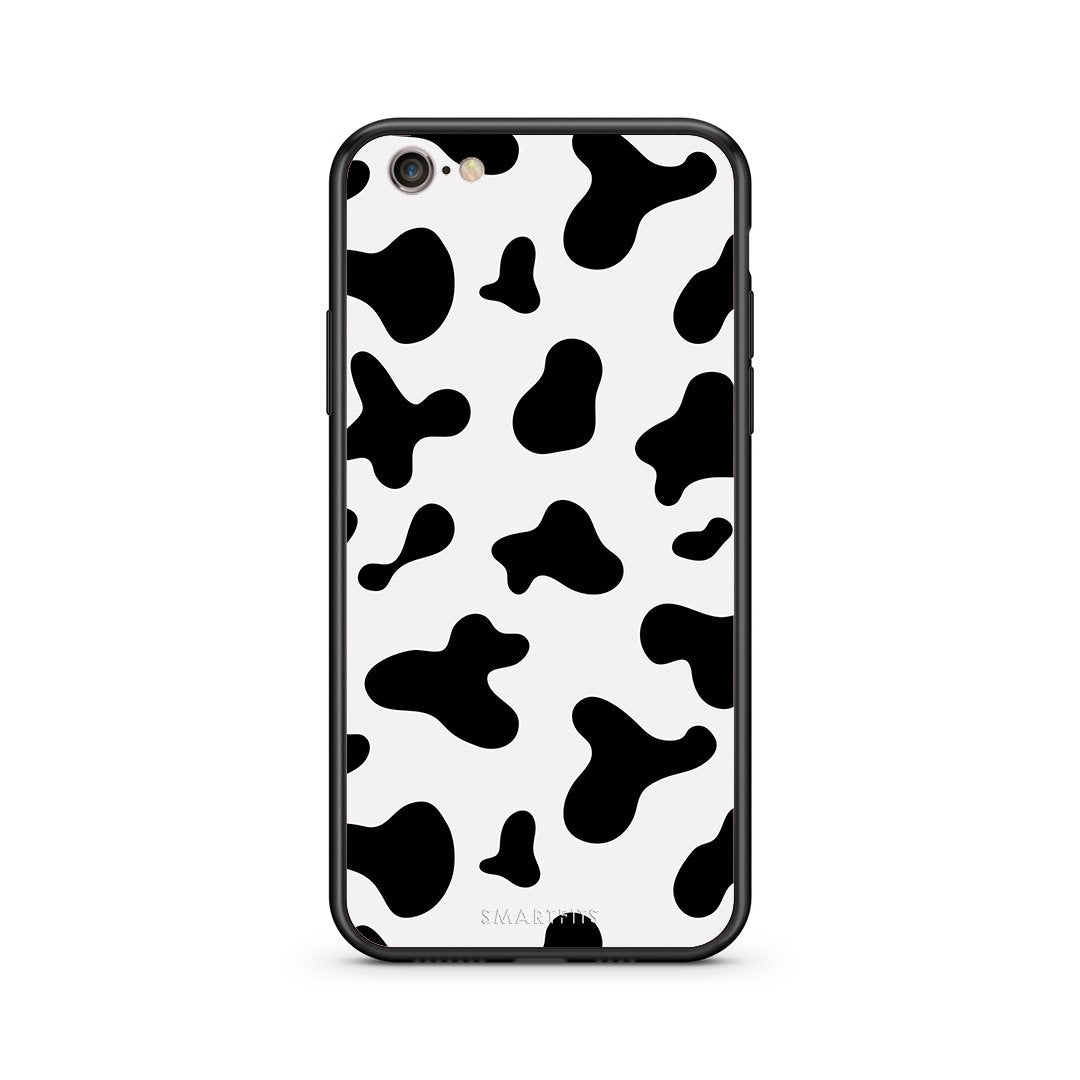 iphone 6 6s Cow Print θήκη από τη Smartfits με σχέδιο στο πίσω μέρος και μαύρο περίβλημα | Smartphone case with colorful back and black bezels by Smartfits