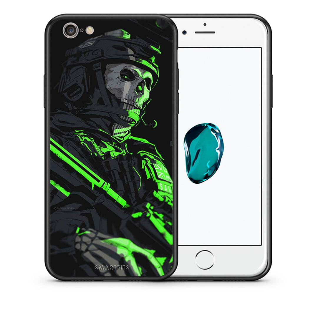 Θήκη Αγίου Βαλεντίνου iPhone 6 / 6s Green Soldier από τη Smartfits με σχέδιο στο πίσω μέρος και μαύρο περίβλημα | iPhone 6 / 6s Green Soldier case with colorful back and black bezels