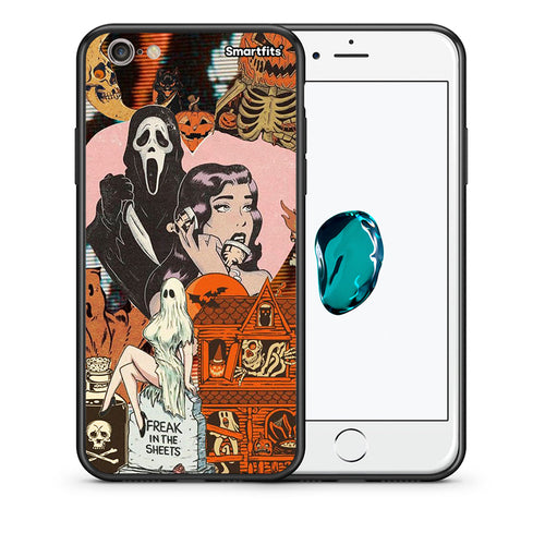 Θήκη iPhone 7 / 8 / SE 2020 Halloween Collage από τη Smartfits με σχέδιο στο πίσω μέρος και μαύρο περίβλημα | iPhone 7 / 8 / SE 2020 Halloween Collage case with colorful back and black bezels