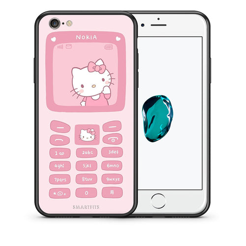 Θήκη Αγίου Βαλεντίνου iPhone 6 / 6s Hello Kitten από τη Smartfits με σχέδιο στο πίσω μέρος και μαύρο περίβλημα | iPhone 6 / 6s Hello Kitten case with colorful back and black bezels