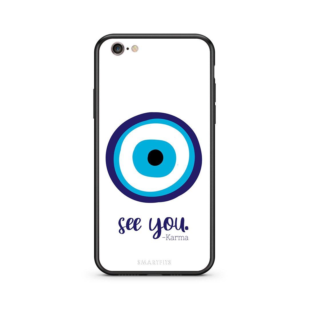 iPhone 7/8 Karma Says θήκη από τη Smartfits με σχέδιο στο πίσω μέρος και μαύρο περίβλημα | Smartphone case with colorful back and black bezels by Smartfits