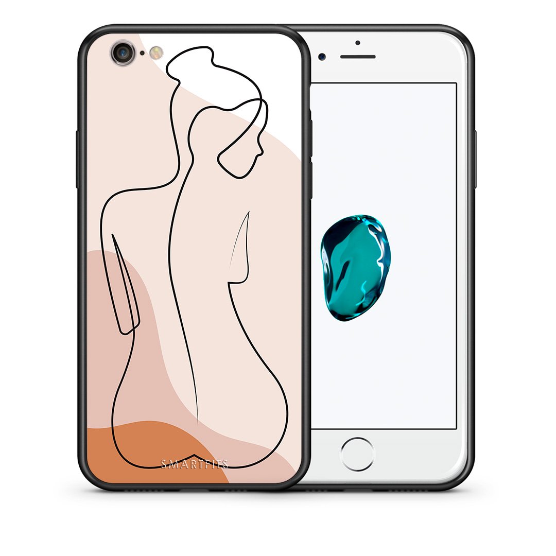Θήκη iPhone 6/6s LineArt Woman από τη Smartfits με σχέδιο στο πίσω μέρος και μαύρο περίβλημα | iPhone 6/6s LineArt Woman case with colorful back and black bezels