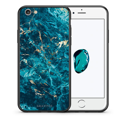 Θήκη iPhone 6 Plus/6s Plus Marble Blue από τη Smartfits με σχέδιο στο πίσω μέρος και μαύρο περίβλημα | iPhone 6 Plus/6s Plus Marble Blue case with colorful back and black bezels