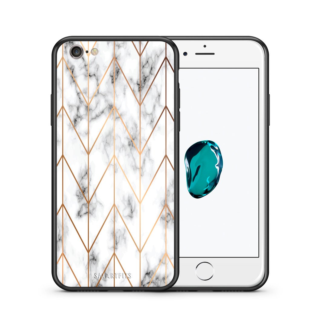Θήκη iPhone 7/8/SE 2020 Gold Geometric Marble από τη Smartfits με σχέδιο στο πίσω μέρος και μαύρο περίβλημα | iPhone 7/8/SE 2020 Gold Geometric Marble case with colorful back and black bezels