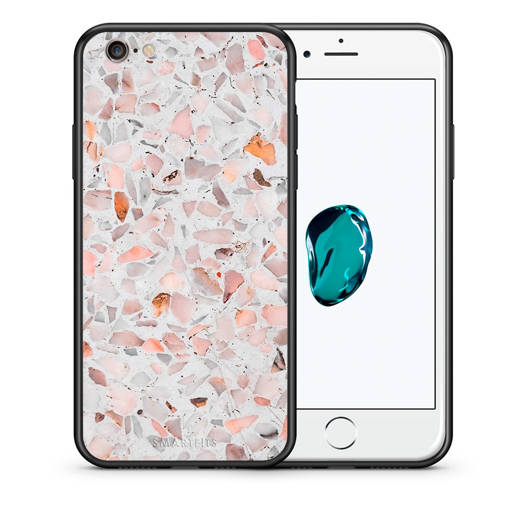 Θήκη iPhone 6/6s Marble Terrazzo από τη Smartfits με σχέδιο στο πίσω μέρος και μαύρο περίβλημα | iPhone 6/6s Marble Terrazzo case with colorful back and black bezels