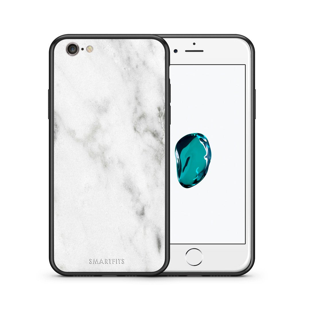 Θήκη iPhone 6/6s White Marble από τη Smartfits με σχέδιο στο πίσω μέρος και μαύρο περίβλημα | iPhone 6/6s White Marble case with colorful back and black bezels