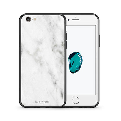Θήκη iPhone 6 Plus/6s Plus White Marble από τη Smartfits με σχέδιο στο πίσω μέρος και μαύρο περίβλημα | iPhone 6 Plus/6s Plus White Marble case with colorful back and black bezels