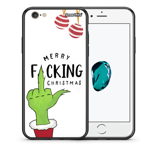 Θήκη iPhone 7/8/SE 2020 Merry F Xmas από τη Smartfits με σχέδιο στο πίσω μέρος και μαύρο περίβλημα | iPhone 7/8/SE 2020 Merry F Xmas case with colorful back and black bezels