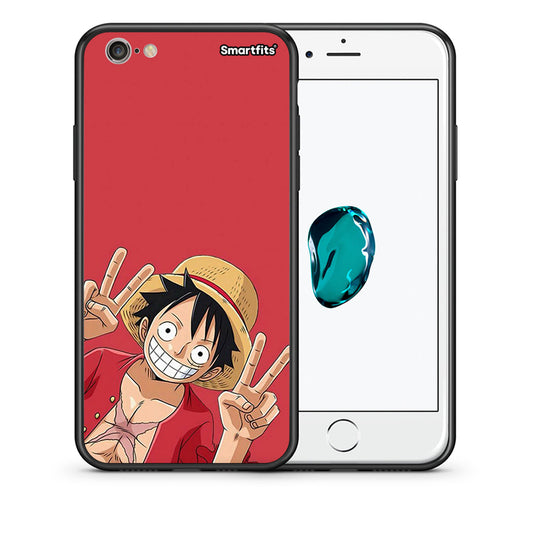 Θήκη iPhone 6 Plus / 6s Plus Pirate Luffy από τη Smartfits με σχέδιο στο πίσω μέρος και μαύρο περίβλημα | iPhone 6 Plus / 6s Plus Pirate Luffy case with colorful back and black bezels