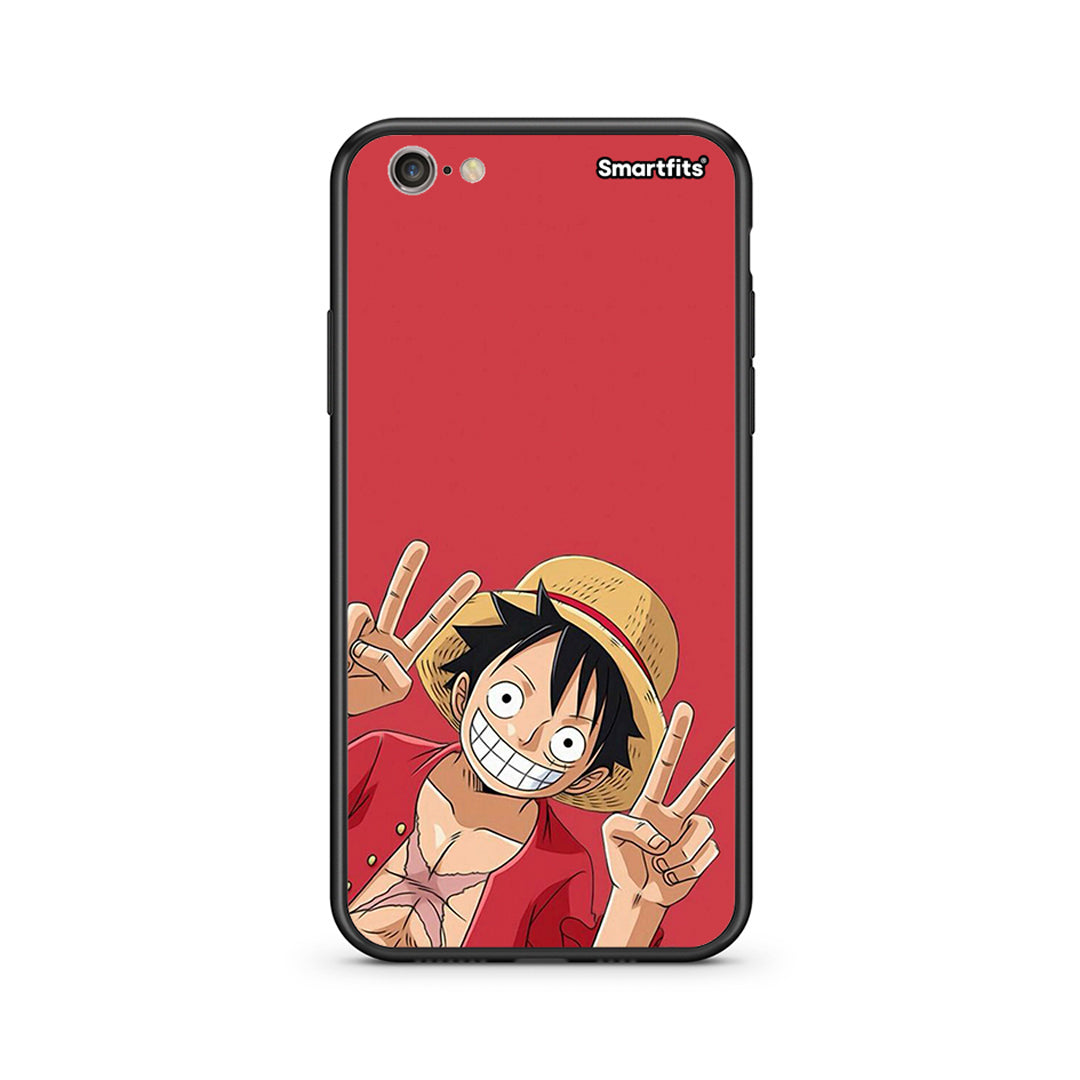 iphone 6 plus 6s plus Pirate Luffy Θήκη από τη Smartfits με σχέδιο στο πίσω μέρος και μαύρο περίβλημα | Smartphone case with colorful back and black bezels by Smartfits