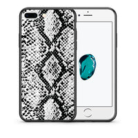 Thumbnail for Θήκη iPhone 7 Plus/8 Plus White Snake Animal από τη Smartfits με σχέδιο στο πίσω μέρος και μαύρο περίβλημα | iPhone 7 Plus/8 Plus White Snake Animal case with colorful back and black bezels