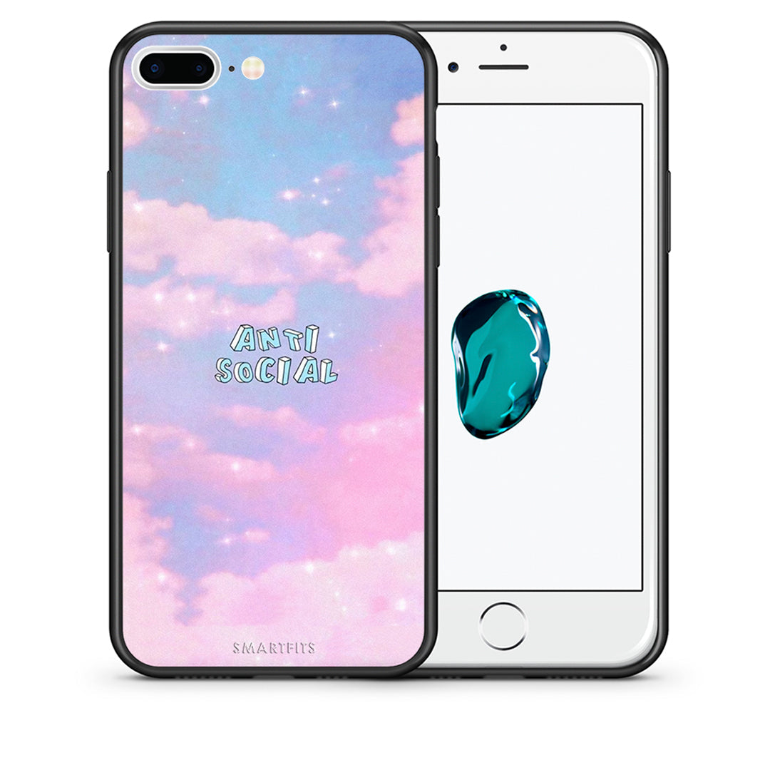 Θήκη Αγίου Βαλεντίνου iPhone 7 Plus / 8 Plus Anti Social από τη Smartfits με σχέδιο στο πίσω μέρος και μαύρο περίβλημα | iPhone 7 Plus / 8 Plus Anti Social case with colorful back and black bezels