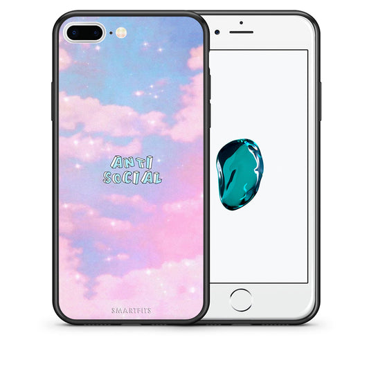 Θήκη Αγίου Βαλεντίνου iPhone 7 Plus / 8 Plus Anti Social από τη Smartfits με σχέδιο στο πίσω μέρος και μαύρο περίβλημα | iPhone 7 Plus / 8 Plus Anti Social case with colorful back and black bezels