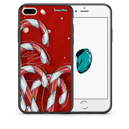 Θήκη iPhone 7 Plus/8 Plus Candy Cane από τη Smartfits με σχέδιο στο πίσω μέρος και μαύρο περίβλημα | iPhone 7 Plus/8 Plus Candy Cane case with colorful back and black bezels